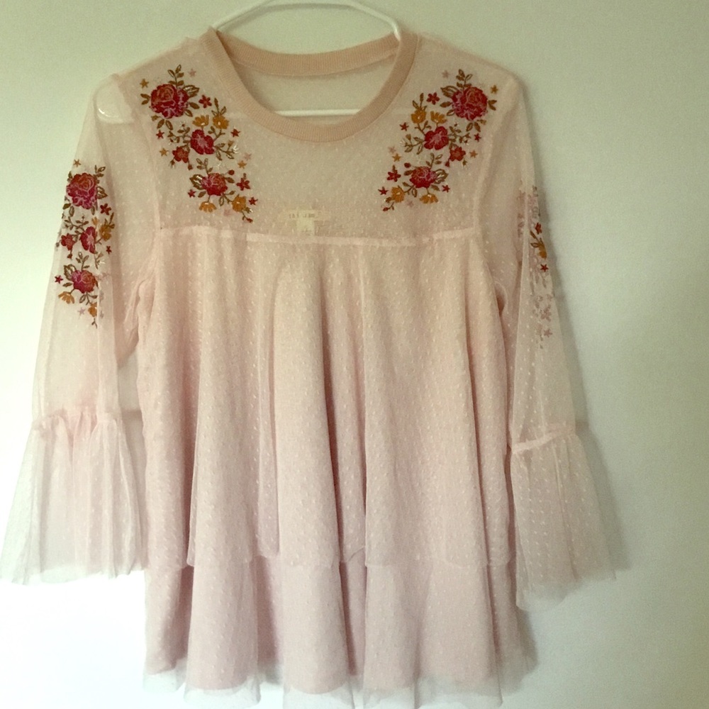 Beautiful Sheer, Embroidered Shirt/Blouse